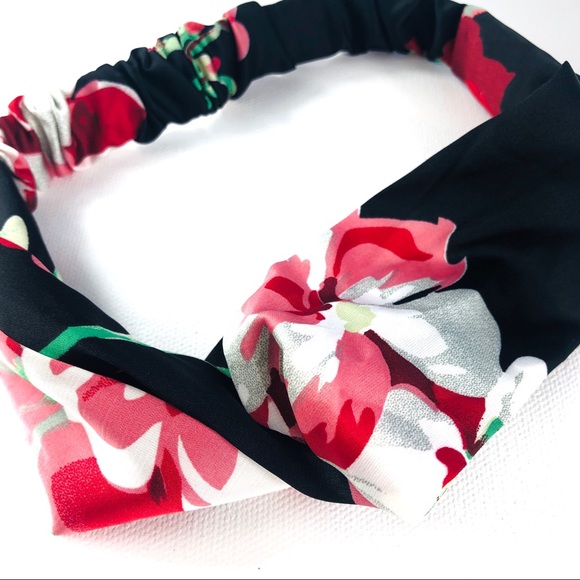 Black Boho Floral Bandeau Headband - Picture 2 of 3